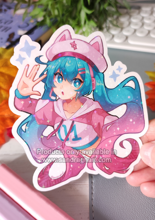 Neko Miku Holo Big Sticker