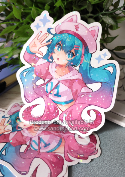 Neko Miku Holo Big Sticker