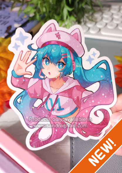 Neko Miku Holo Big Sticker